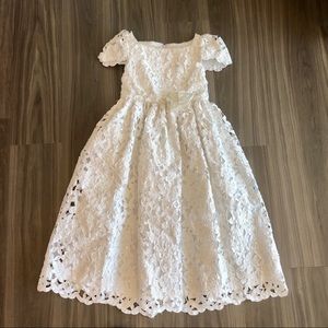 Storybook Heirlooms White Cutwork Satin Dress